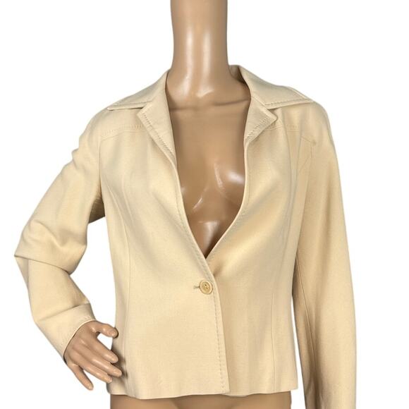 Max Mara Lightweight Wool Blazer Cream Color Relaxed Fit Size 6 Quiet Luxury - Picture 1 of 9